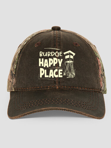 Hunting Happy Place Brown/Camo Embroidered 2-Tone Camo Hat