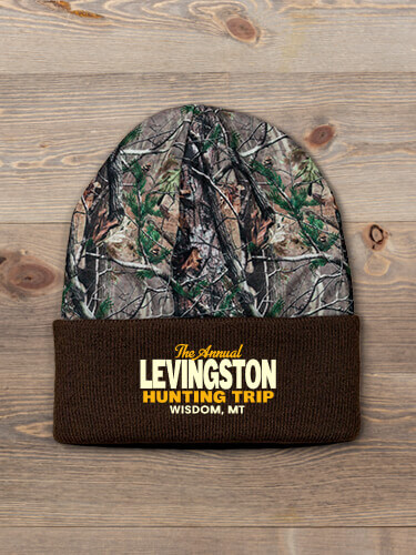 Hunting Trip Brown/Camo Embroidered 2-Tone Camo Cuffed Beanie