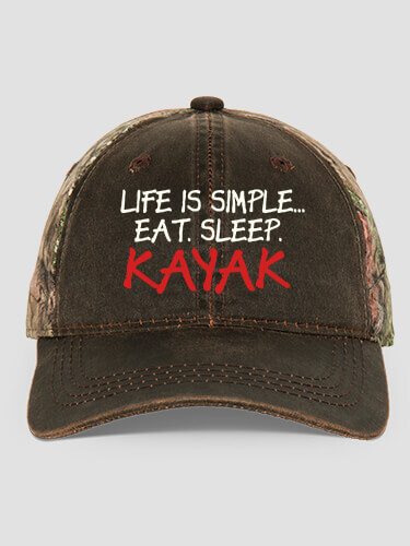 Life is Simple Brown/Camo Embroidered 2-Tone Camo Hat