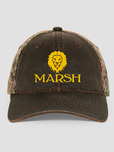 Lion Brown/Camo Embroidered 2-Tone Camo Hat