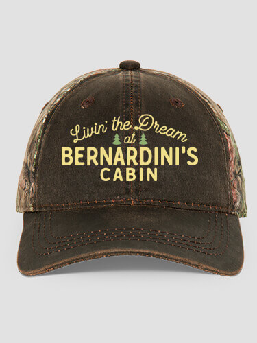 Livin' The Dream Cabin Brown/Camo Embroidered 2-Tone Camo Hat