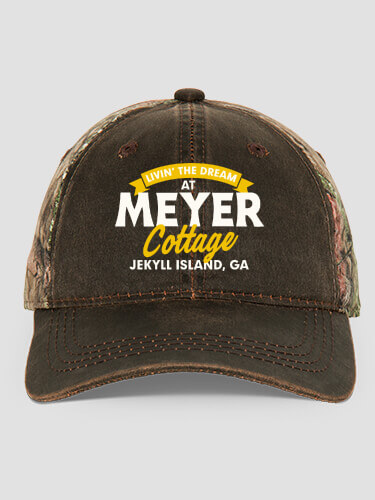 Livin' The Dream Cottage Brown/Camo Embroidered 2-Tone Camo Hat