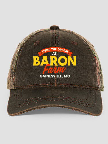 Livin' The Dream Farm Brown/Camo Embroidered 2-Tone Camo Hat