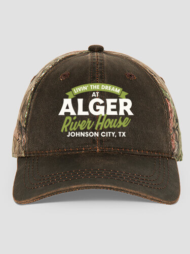 Livin' The Dream River House Brown/Camo Embroidered 2-Tone Camo Hat