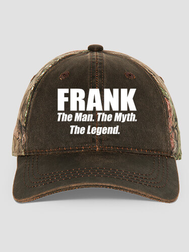 Man Myth Legend Brown/Camo Embroidered 2-Tone Camo Hat
