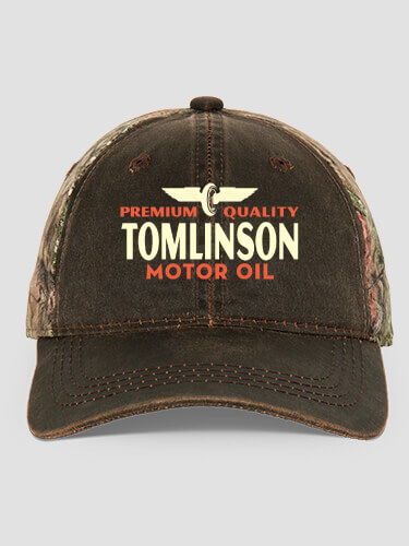 Motor Oil Brown/Camo Embroidered 2-Tone Camo Hat