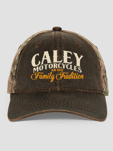Motorcycle Family Tradition Brown/Camo Embroidered 2-Tone Camo Hat