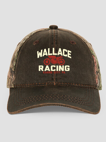 Motorcycle Racing Brown/Camo Embroidered 2-Tone Camo Hat