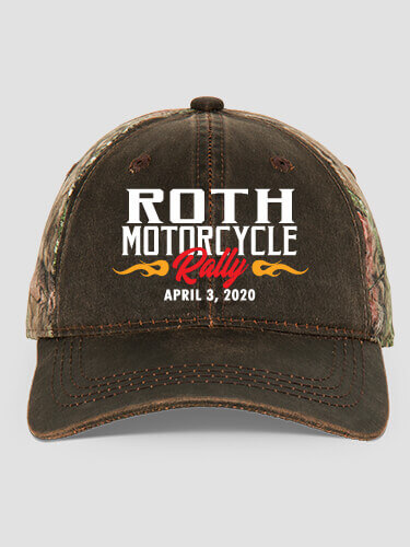 Motorcycle Rally Brown/Camo Embroidered 2-Tone Camo Hat