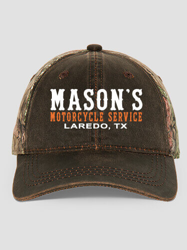 Motorcycle Service Brown/Camo Embroidered 2-Tone Camo Hat