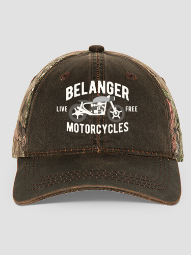 Motorcycles Brown/Camo Embroidered 2-Tone Camo Hat