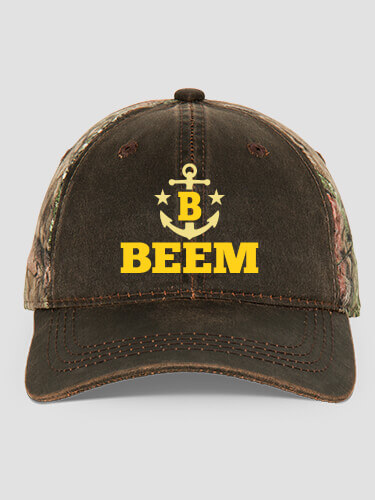 Nautical Monogram Brown/Camo Embroidered 2-Tone Camo Hat