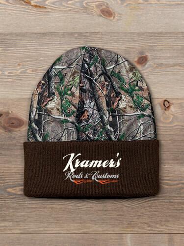 Rods and Customs Brown/Camo Embroidered 2-Tone Camo Cuffed Beanie