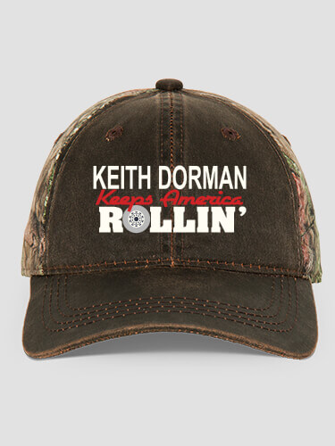 Trucking Brown/Camo Embroidered 2-Tone Camo Hat