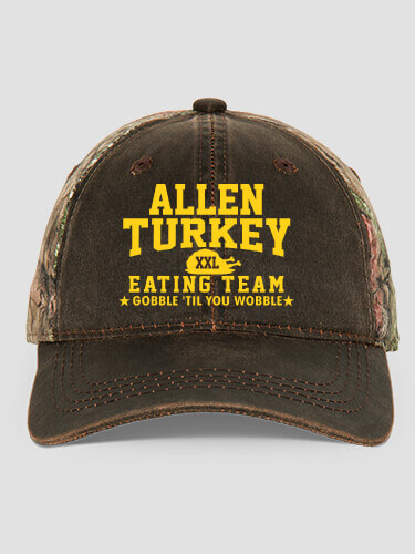 Turkey Eating Team Brown/Camo Embroidered 2-Tone Camo Hat