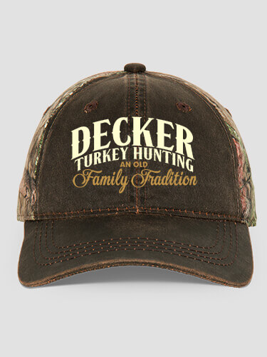 Turkey Hunting Family Tradition Brown/Camo Embroidered 2-Tone Camo Hat