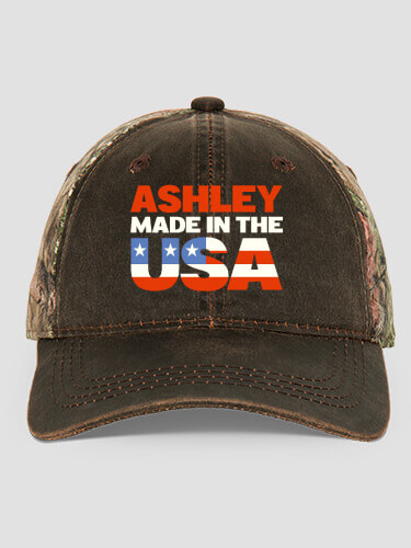 USA Family Brown/Camo Embroidered 2-Tone Camo Hat