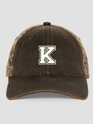 Varsity Letter Brown/Camo Embroidered 2-Tone Camo Hat