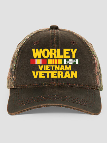 Vietnam Veteran Brown/Camo Embroidered 2-Tone Camo Hat