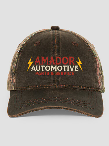 Vintage Automotive Brown/Camo Embroidered 2-Tone Camo Hat