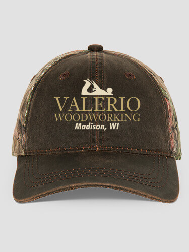 Woodworking Brown/Camo Embroidered 2-Tone Camo Hat