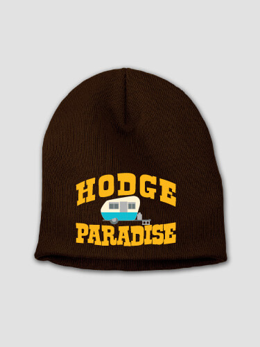 Camper's Paradise Brown Embroidered Beanie