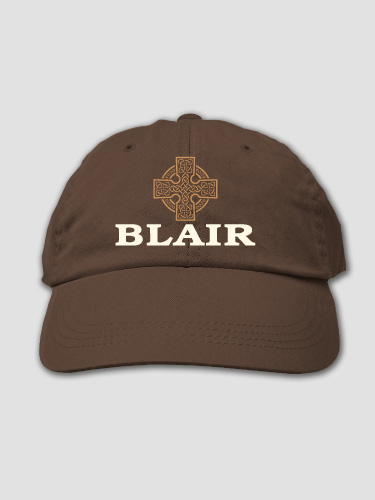 Celtic Stone Cross Brown Embroidered Hat