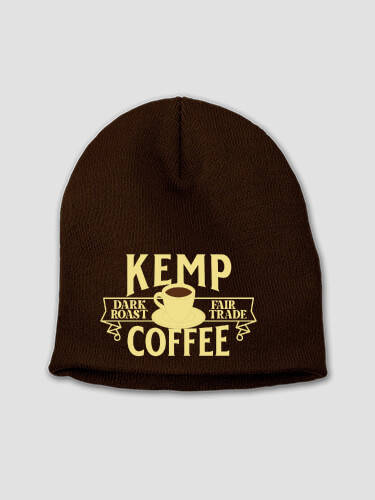 Coffee Brown Embroidered Beanie
