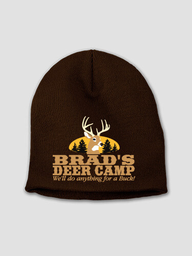 Deer Camp Brown Embroidered Beanie