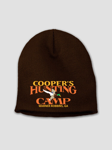 Duck Hunting Camp Brown Embroidered Beanie