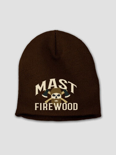 Firewood Brown Embroidered Beanie