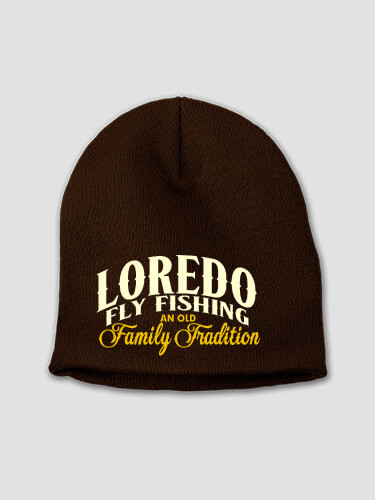 Fly Fishing Family Tradition Brown Embroidered Beanie