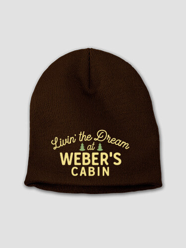 Livin' The Dream Cabin Brown Embroidered Beanie