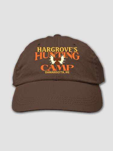 Moose Hunting Camp Brown Embroidered Hat