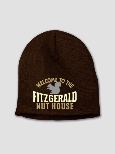 Nut House Brown Embroidered Beanie