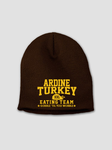 Turkey Eating Team Brown Embroidered Beanie