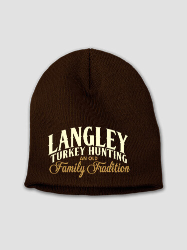 Turkey Hunting Family Tradition Brown Embroidered Beanie