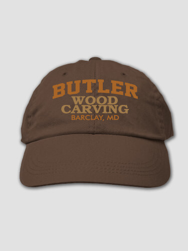 Wood Carving Brown Embroidered Hat