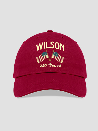 Celebrating 250 Years Cardinal Red Embroidered Hat