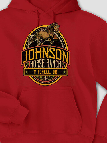 Classic Horse Ranch Cardinal Red Adult Hooded Sweatshirt