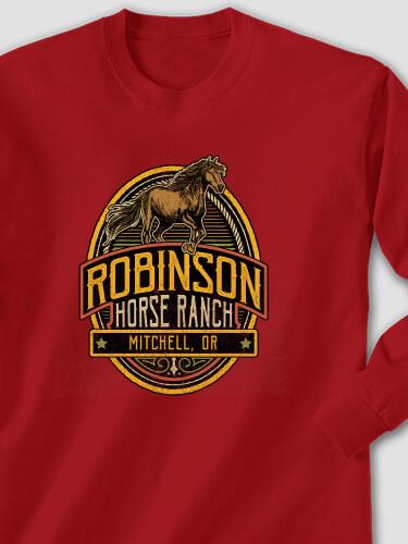 Classic Horse Ranch Cardinal Red Adult Long Sleeve