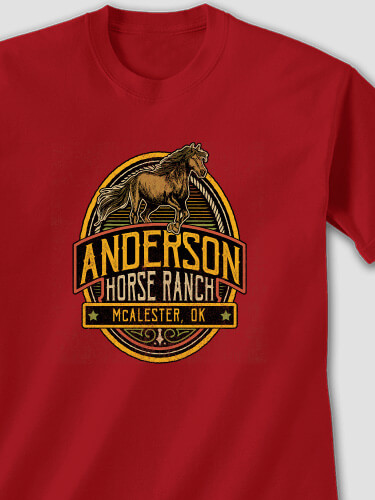 Classic Horse Ranch Cardinal Red Adult T-Shirt