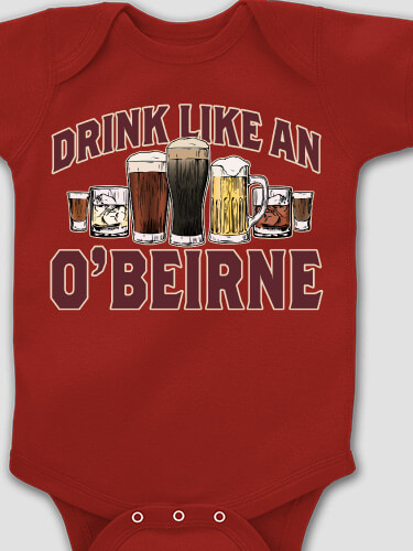 Drink Like A Cardinal Red Baby Bodysuit