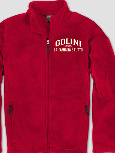 Family Is Everything Cardinal Red Embroidered Zippered Fleece