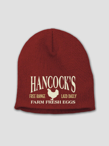 Farm Fresh Eggs Cardinal Red Embroidered Beanie