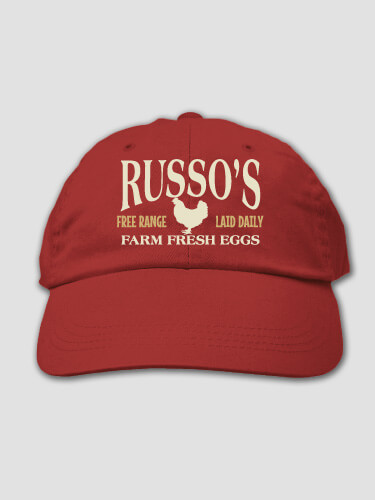 Farm Fresh Eggs Cardinal Red Embroidered Hat