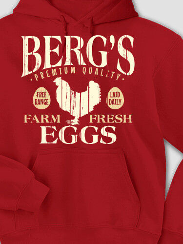 Farm Fresh Eggs Cardinal Red Adult Hooded Sweatshirt