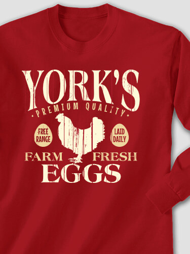 Farm Fresh Eggs Cardinal Red Adult Long Sleeve
