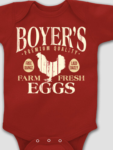 Farm Fresh Eggs Cardinal Red Baby Bodysuit