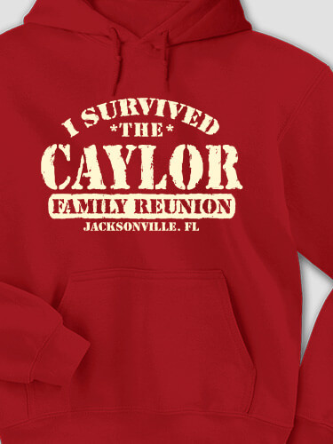 I Survived Reunion Cardinal Red Adult Hooded Sweatshirt